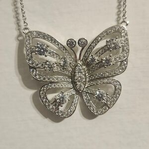 CERTIFIED 3.33 Carat VVS1 D EX MARIAH BUTTERFLY Moissanite Diamond NECKLACE *NEW